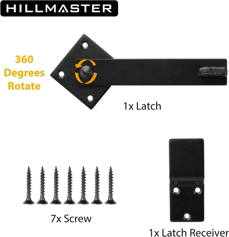 HILLMASTER Sturdy 6" Farm Flip Fence Gate Latch, Barn Door Lock Flip Latch Hardware, Rustic Gate Lock for Cabinet, Shed, Sliding Doors, Matte Black - Image 3