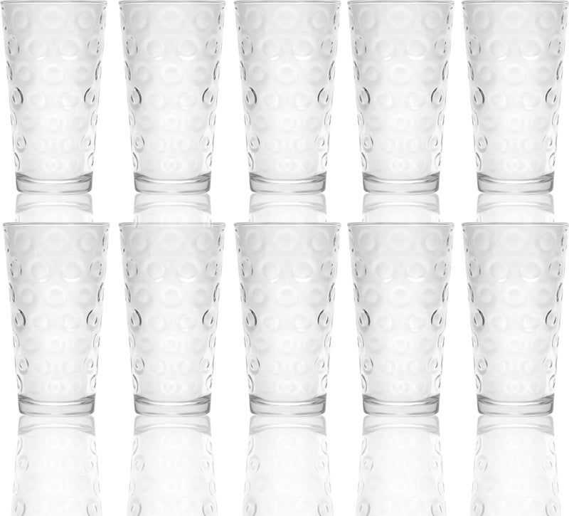 Circleware Circles Huge Set of 10 Tall Heavy Base Highball Drinking Glasses 157 oz LeadFree Glass Tumbler Drink Cups for Water Beer  All Beverage - Image 2