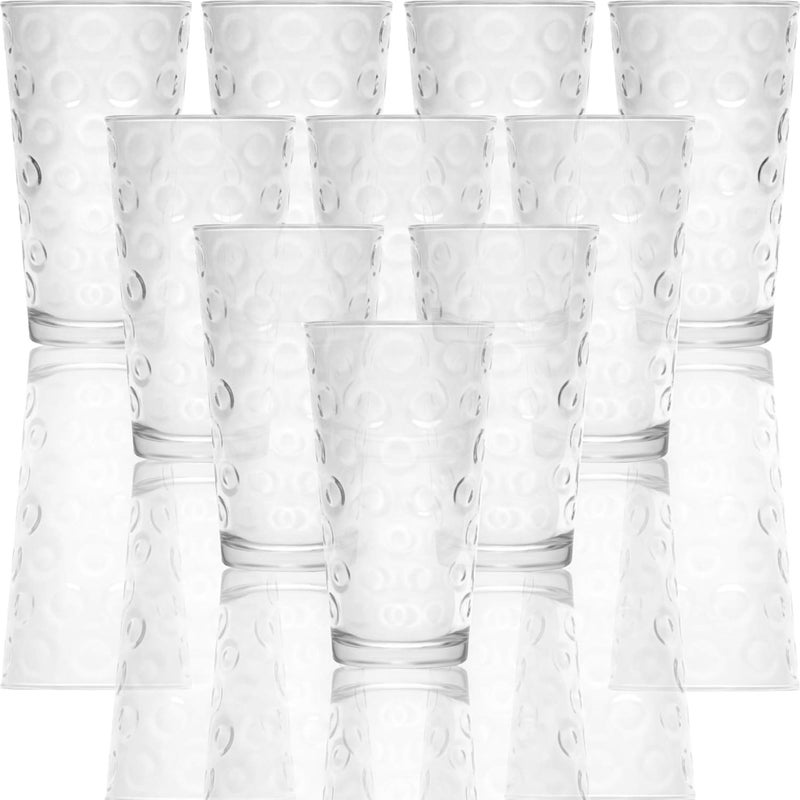 Circleware Circles Huge Set of 10 Tall Heavy Base Highball Drinking Glasses 157 oz LeadFree Glass Tumbler Drink Cups for Water Beer  All Beverage - Image 5