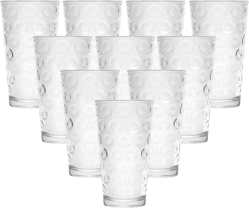 Circleware Circles Huge Set of 10 Tall Heavy Base Highball Drinking Glasses 157 oz LeadFree Glass Tumbler Drink Cups for Water Beer  All Beverage - Image 1