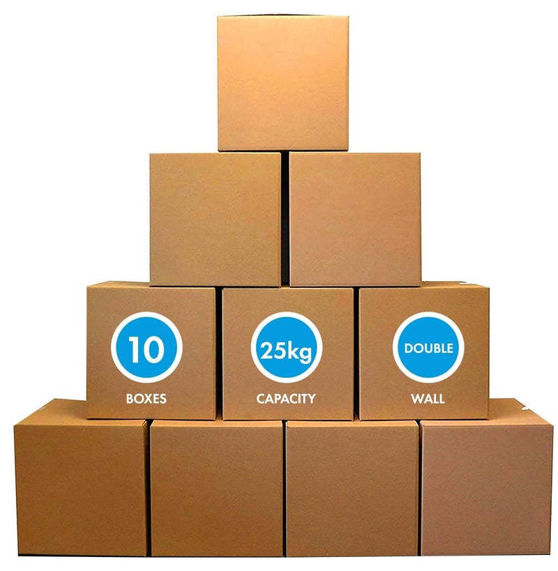 MARKQ [10 Pack] Medium Double Wall 100% Recyclable Corrugated Cardboard Moving Boxes with 25 KG Capacity, 45 x 45 x 45 cm Brown Carton for Packaging, Shipping and Storage, 5 ply - Image 1