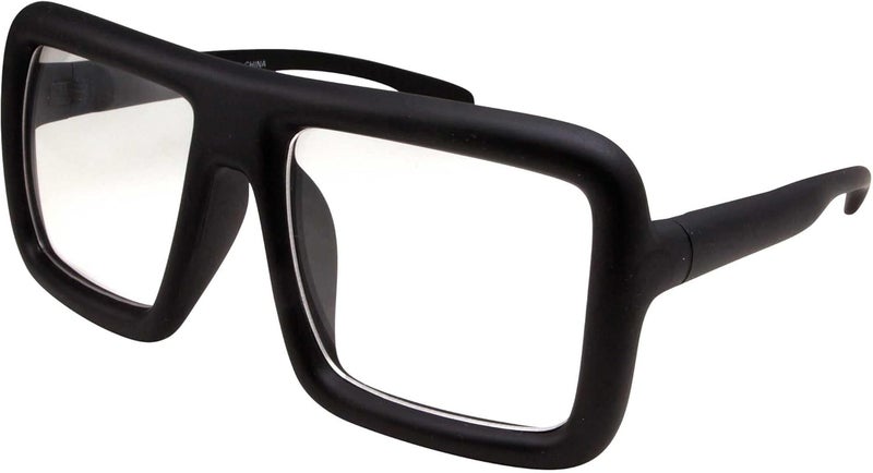 grinderPUNCH Thick Square Frame Clear Lens Glasses Eyeglasses Super Oversized Fashion and Costume 2 Pack - Matte Black - Image 1