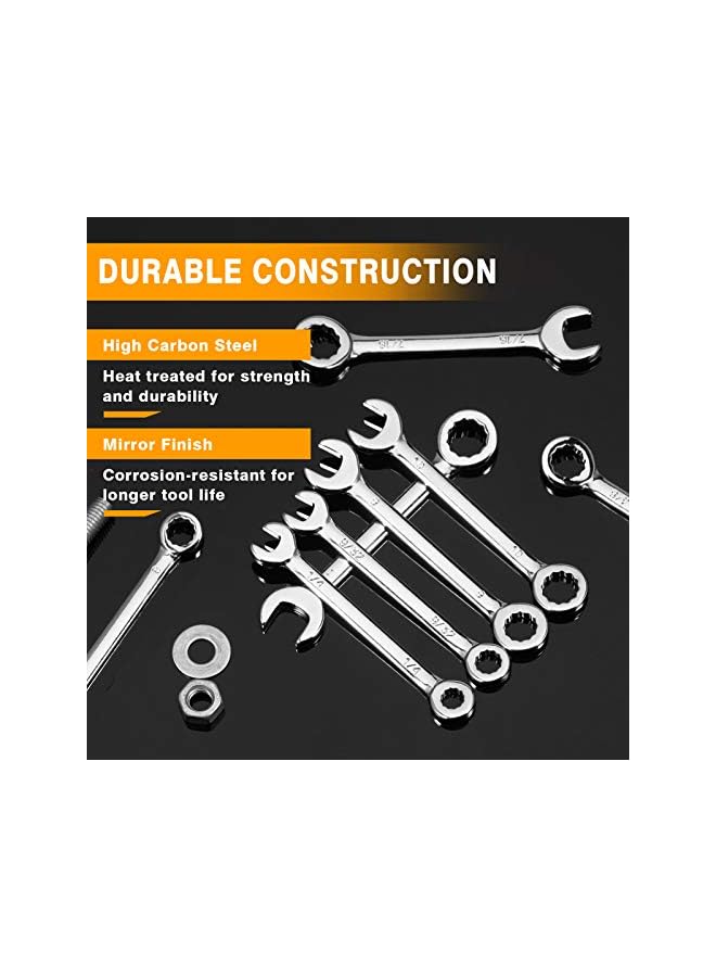 SPEEDWOX SPEEDWOX 20 Pcs Mini Combination Wrench Set Mini Ignition Wrench Set Mini Wrench Set Metric and SAE Small Wrench Sets 5/32"-7/16" & 4-11mm Open and Box End Spanner Wrench Set with Storage Pouch - Image 4