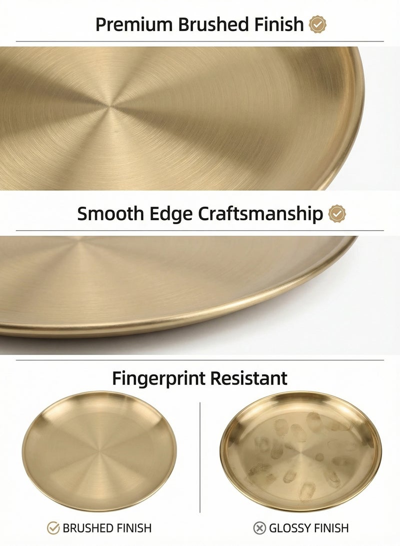 KOOKNA Stainless Steel Plates, 14cm Small Metal Dinner Tray for Snack, Nut and Candy, Shatterproof & Dishwasher Safe Camping Plates for Home and Restaurant（4 Piece Gold） - Image 5