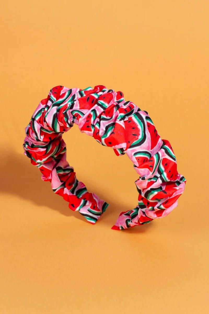Bahels Women's Watermelon Model Gathered Luxury Crown Hair Band