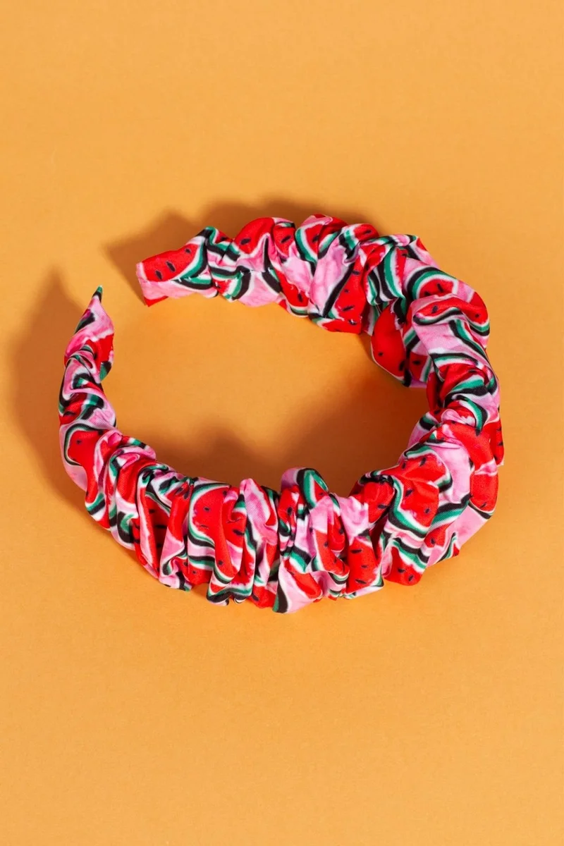 Bahels Women's Watermelon Model Gathered Luxury Crown Hair Band