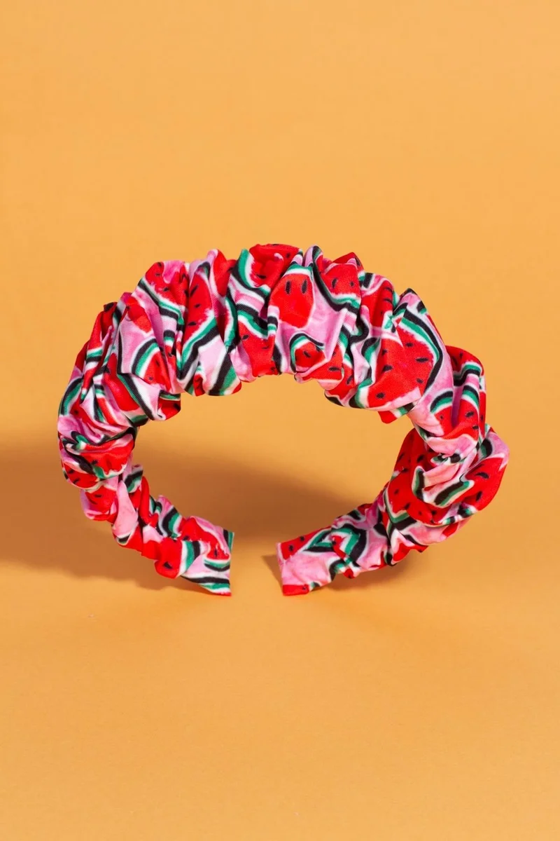 Bahels Women's Watermelon Model Gathered Luxury Crown Hair Band