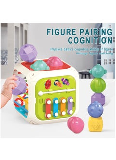 Furtey Baby Toy Sorting Box 6 In 1 Sensory Box Shape Sorter Toy With Elastic Band Cube Stacking Drawstring Toy Montessori Sensory Toy  - Image 4