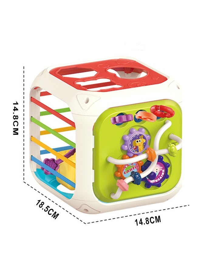 Baby Toy Sorting Box 6 In 1 Sensory Box Shape Sorter Toy With Elastic Band Cube Stacking Drawstring Toy Montessori Sensory Toy