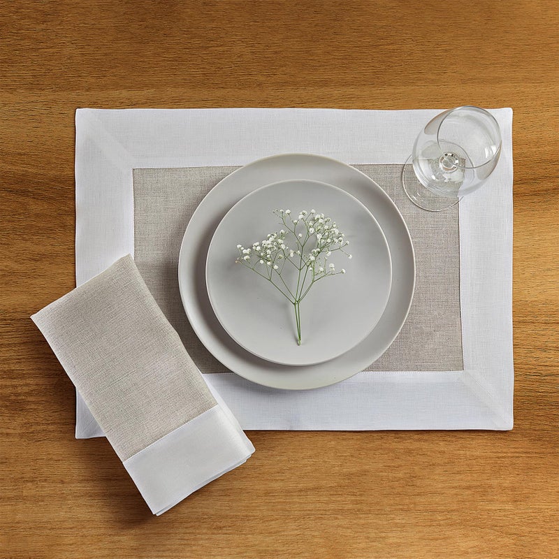Solino Home Solino Home Linen Dinner Napkins 20 x 20 Inch - 100% Pure Linen White and Natural Cloth Napkins Set of 4 - Contempo  Handcrafted and Machine Washable  - Image 2