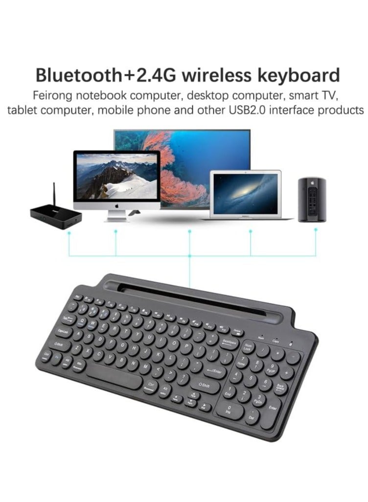 Wireless Bluetooth Keyboard with Number Touchpad 2.4G Wireless Keyboard Mouse Card Slot Numeric Keypad for iOS/Android Desktop Laptop PC TV Box (Without touchpad)