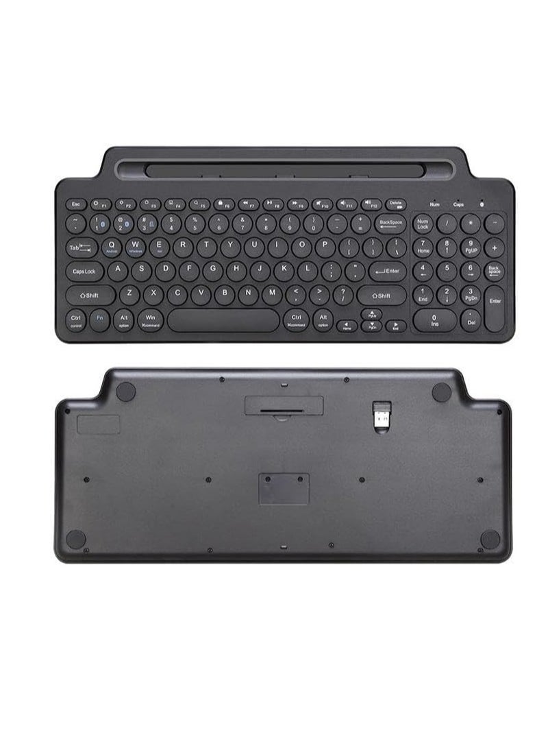 Wireless Bluetooth Keyboard with Number Touchpad 2.4G Wireless Keyboard Mouse Card Slot Numeric Keypad for iOS/Android Desktop Laptop PC TV Box (Without touchpad)