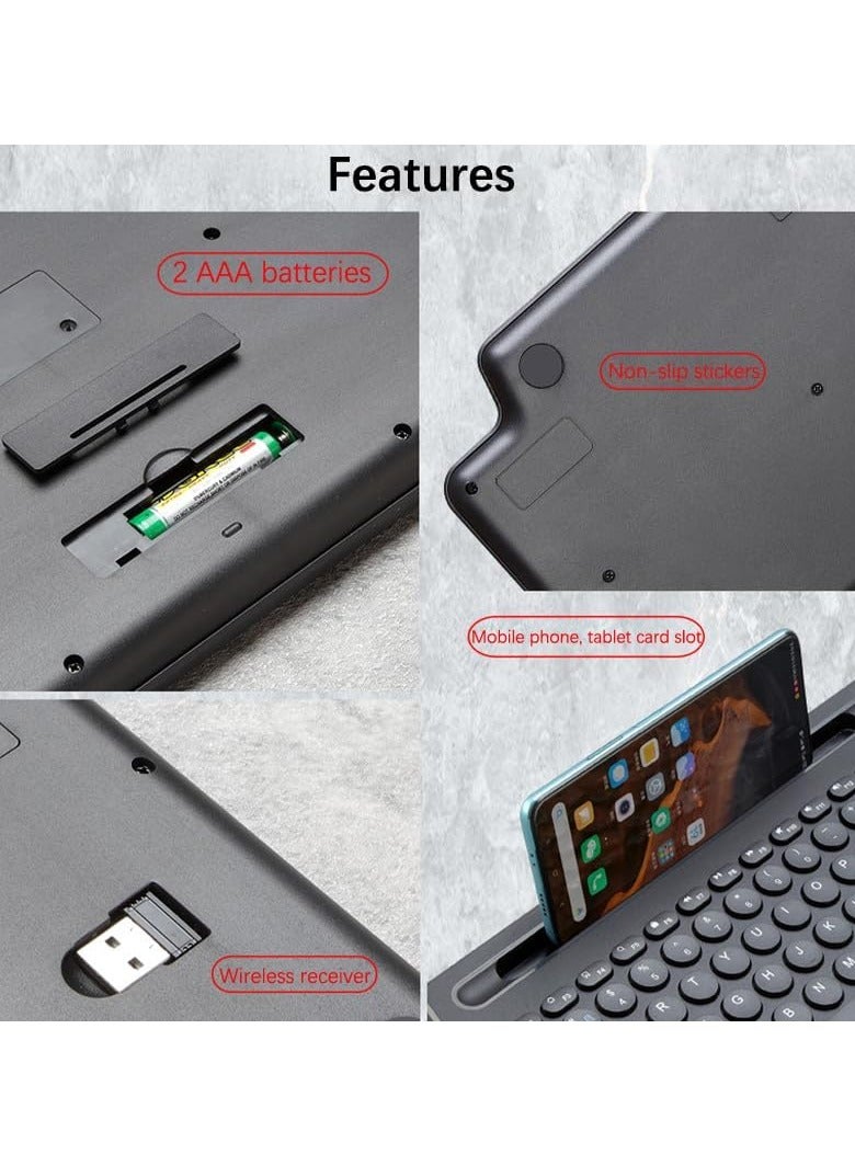 Wireless Bluetooth Keyboard with Number Touchpad 2.4G Wireless Keyboard Mouse Card Slot Numeric Keypad for iOS/Android Desktop Laptop PC TV Box (Without touchpad)