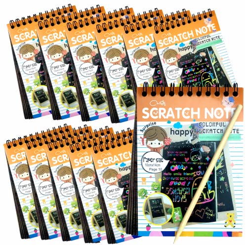 SNAPTRON Return Gifts for Birthday for Kids Party Bulk - 12 Pcs Scratch Book for Kids, Magic Book for 3 4 5 6 7 for Return Gifts for Kids| Magical Color Rainbow Sheets| DIY Kit Art & Craft Note Book - Image 1