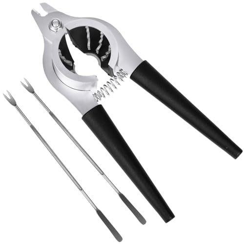 Sanchamy Nut Crackers for All Nuts Heavy Duty Nutcrackers Walnut Cracker with Plier for Easy Cracking Stainless Steel Nut Cracker for Pecan Nut Cracker Tool with Non-slip Handle-2 Picks Included-Black - Image 1