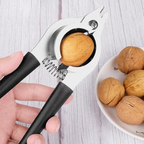Sanchamy Nut Crackers for All Nuts Heavy Duty Nutcrackers Walnut Cracker with Plier for Easy Cracking Stainless Steel Nut Cracker for Pecan Nut Cracker Tool with Non-slip Handle-2 Picks Included-Black - Image 2