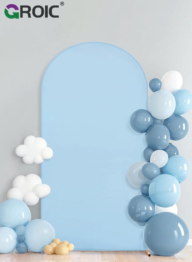GROIC 7.2FT Blue Arch Backdrop Cover, Spandex Fitted Fabric Backdrops Arches Covers, Arch Stand Cover Stretchy Backdrop for Wedding Party Baby Shower Birthday Decoration - Image 4