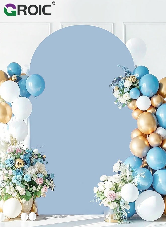 GROIC 7.2FT Blue Arch Backdrop Cover, Spandex Fitted Fabric Backdrops Arches Covers, Arch Stand Cover Stretchy Backdrop for Wedding Party Baby Shower Birthday Decoration - Image 1