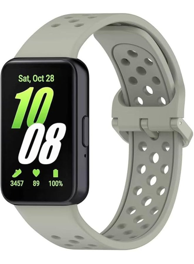 Silicone Strap For Samsung Galaxy Fit 3 (SM-R390) Watch Bracelet Replacement Sport Watchband For Samsung Galaxy Fit3Band For Women/Men, Adjustable Waterproof Strap (Green S)