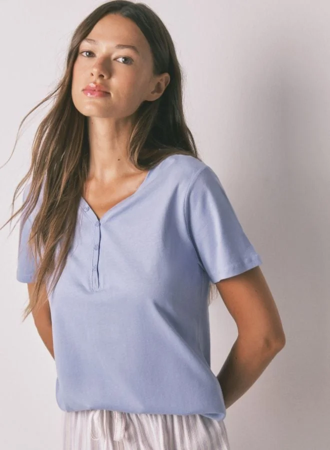 women'secret Lilac brushed cotton short sleeve T-shirt