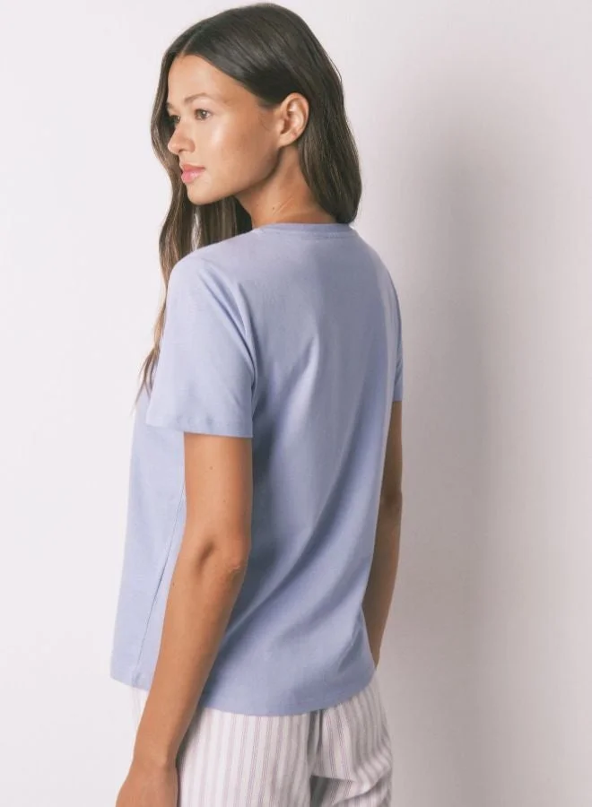 women'secret Lilac brushed cotton short sleeve T-shirt