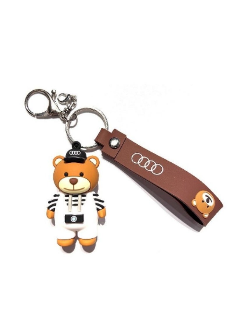Audi Teddy Bear Keychain with Brown Branded Strap