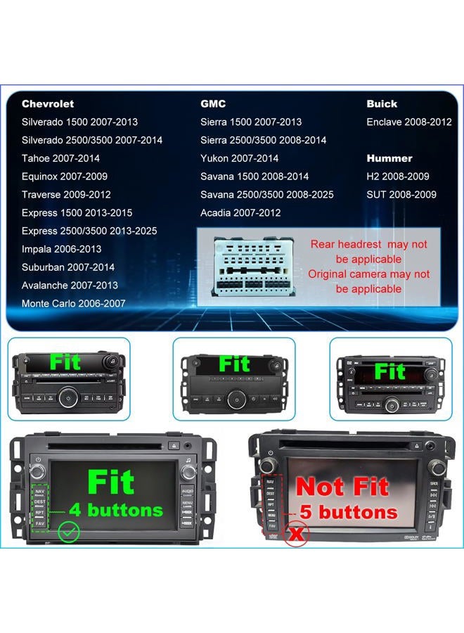Aitrenlu Car Radio for Chevrolet Chevy Silverado 1500/2500/3500 2007-2013, Tahoe 2007-2014, GMC Sierra 1500/2500/3500 2007-2013, Yukon 2007-2014, Hummer H2 Buick Enclave, Touch Screen Stereo Wireless Carplay - Image 2