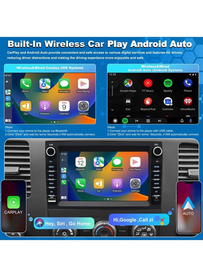 Aitrenlu Car Radio for Chevrolet Chevy Silverado 1500/2500/3500 2007-2013, Tahoe 2007-2014, GMC Sierra 1500/2500/3500 2007-2013, Yukon 2007-2014, Hummer H2 Buick Enclave, Touch Screen Stereo Wireless Carplay - Image 3