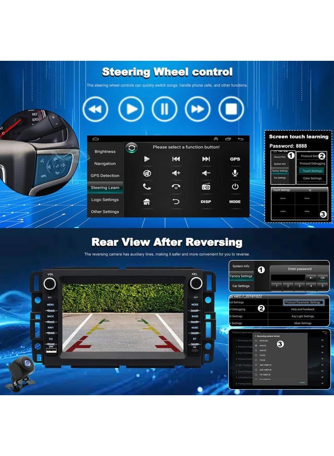 Aitrenlu Car Radio for Chevrolet Chevy Silverado 1500/2500/3500 2007-2013, Tahoe 2007-2014, GMC Sierra 1500/2500/3500 2007-2013, Yukon 2007-2014, Hummer H2 Buick Enclave, Touch Screen Stereo Wireless Carplay - Image 4