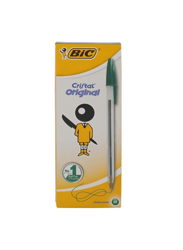 BIC Cristal Original Ball Point Pen Set - 10 Pieces, Green - Image 1