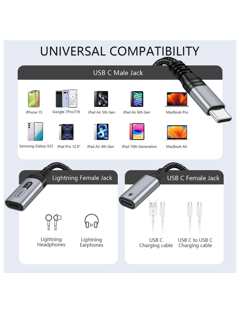 KASTWAVE - USB C to Lightning Audio and Charge Adapter for iPhone 15 Pro, USB Type C Male to Female Lightning Headphone & Type C Charge Converter Fit with i-Pad Pro, MacBook,Galaxy S23 S22 S21, Pixel 7 6 5XL 4 - Image 1