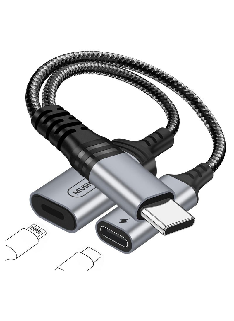 KASTWAVE - USB C to Lightning Audio and Charge Adapter for iPhone 15 Pro, USB Type C Male to Female Lightning Headphone & Type C Charge Converter Fit with i-Pad Pro, MacBook,Galaxy S23 S22 S21, Pixel 7 6 5XL 4 - Image 1