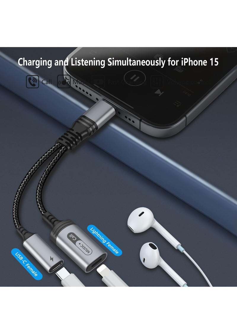 KASTWAVE - USB C to Lightning Audio and Charge Adapter for iPhone 15 Pro, USB Type C Male to Female Lightning Headphone & Type C Charge Converter Fit with i-Pad Pro, MacBook,Galaxy S23 S22 S21, Pixel 7 6 5XL 4 - Image 1