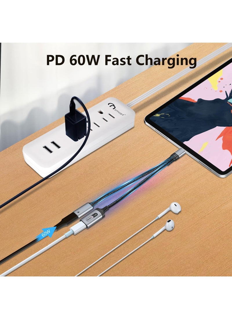 KASTWAVE - USB C to Lightning Audio and Charge Adapter for iPhone 15 Pro, USB Type C Male to Female Lightning Headphone & Type C Charge Converter Fit with i-Pad Pro, MacBook,Galaxy S23 S22 S21, Pixel 7 6 5XL 4 - Image 1