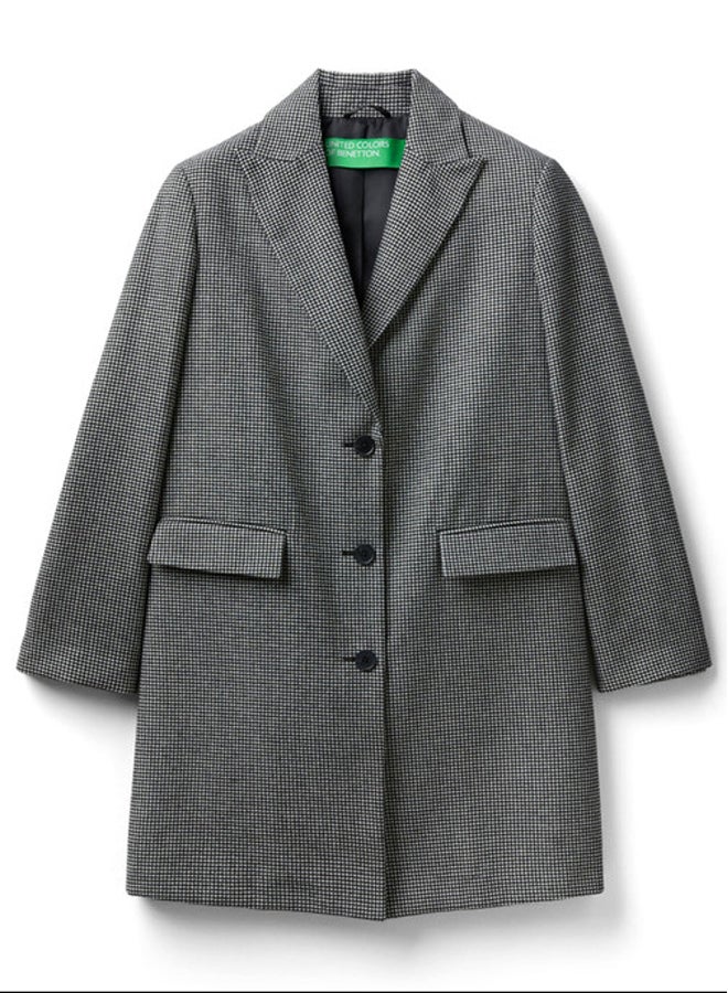Benetton LIGHTWEIGHT HOUNDSTOOTH COAT  - Image 4