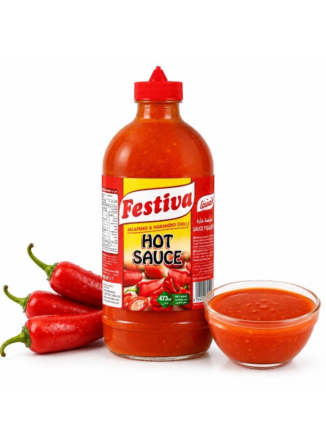 Festiva Hot Sauce 473ml - Spicy Chili Sauce for Burgers, Sandwiches, Fries and Snacks - Dip and Cooking Sauce - Image 1