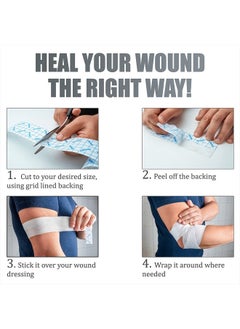 HEALQU HEALQU Retention Tape Non Woven Adhesive Breathable Wear Resistent Fabric Easy Release Backing with Grid (2x11)  - Image 5