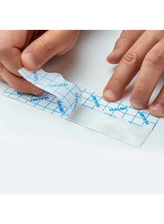 HEALQU Retention Tape Non Woven Adhesive Breathable Wear Resistent Fabric Easy Release Backing with Grid (2x11)