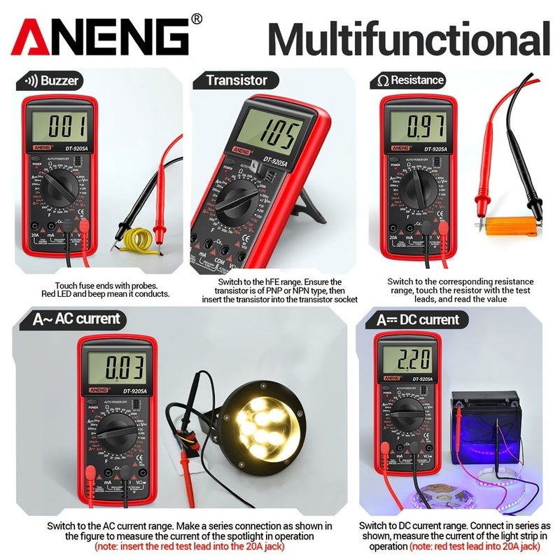 ANENG Digital True Rms Multimeter Ac Dc Voltage Tester Transistor Ncv Professional Auto Range Multimeter Red Shipped Without Battery - Image 1