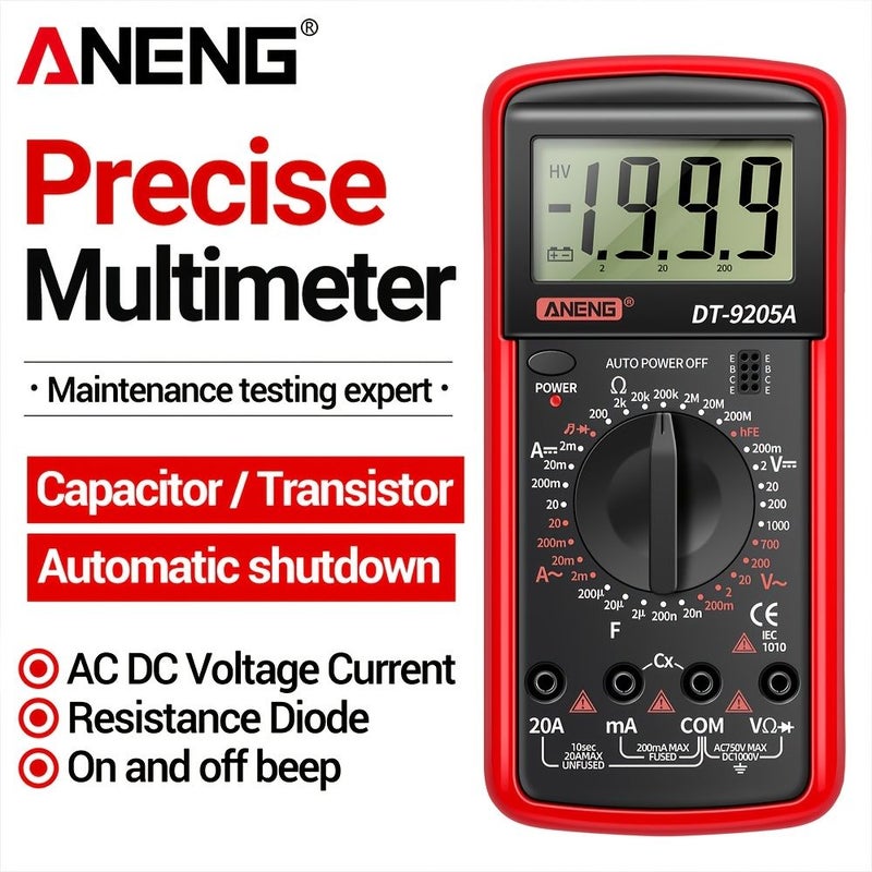 ANENG Digital True Rms Multimeter Ac Dc Voltage Tester Transistor Ncv Professional Auto Range Multimeter Red Shipped Without Battery - Image 5