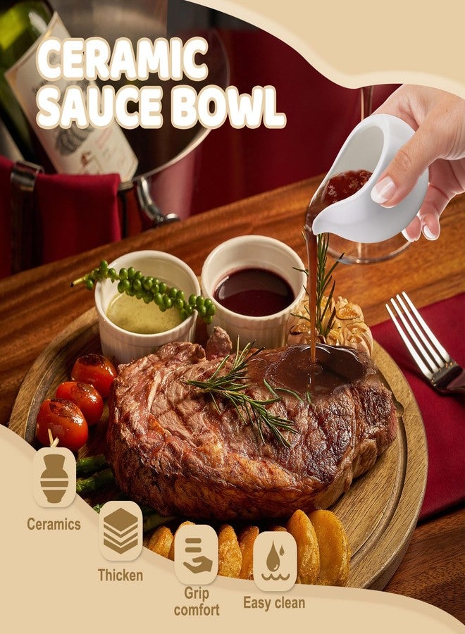 Yitexin 3 Pack 3.3 Oz Small Porcelain Coffee Creamer Pitcher, Mini Gravy Sauce Boat, Serving Syrup Pitcher Cream Dispenser Jug Container for Milk Salad Dressing (3 Pack) - Image 3