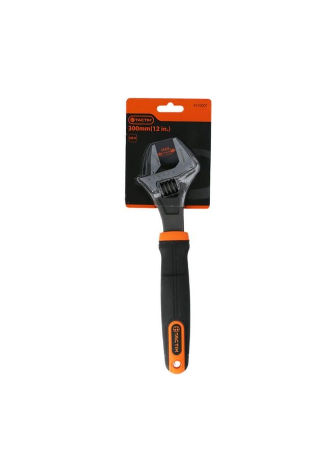 Tactix Chrome-Vanadium Steel Adjustable Wrench with Non-Slip Handle Black and Orange 12inch  - Image 1