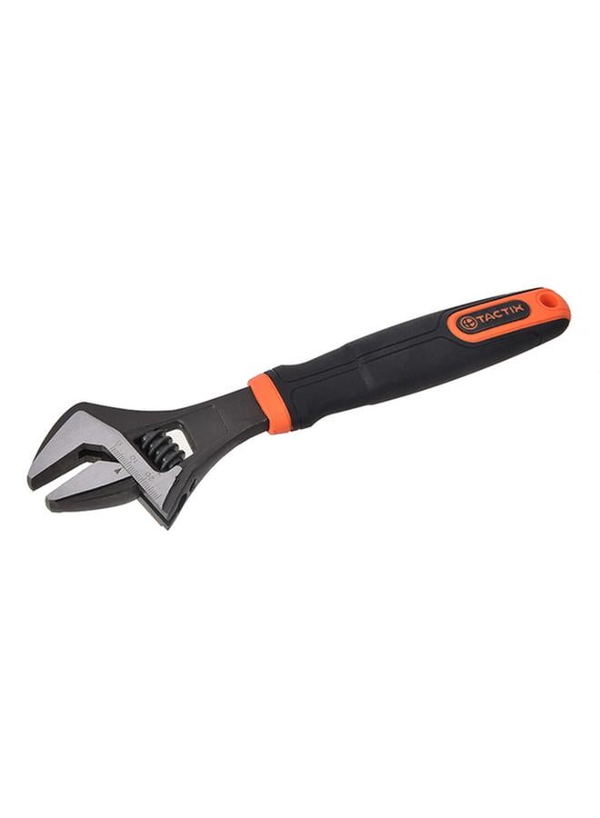 Tactix Chrome-Vanadium Steel Adjustable Wrench with Non-Slip Handle Black and Orange 12inch  - Image 2