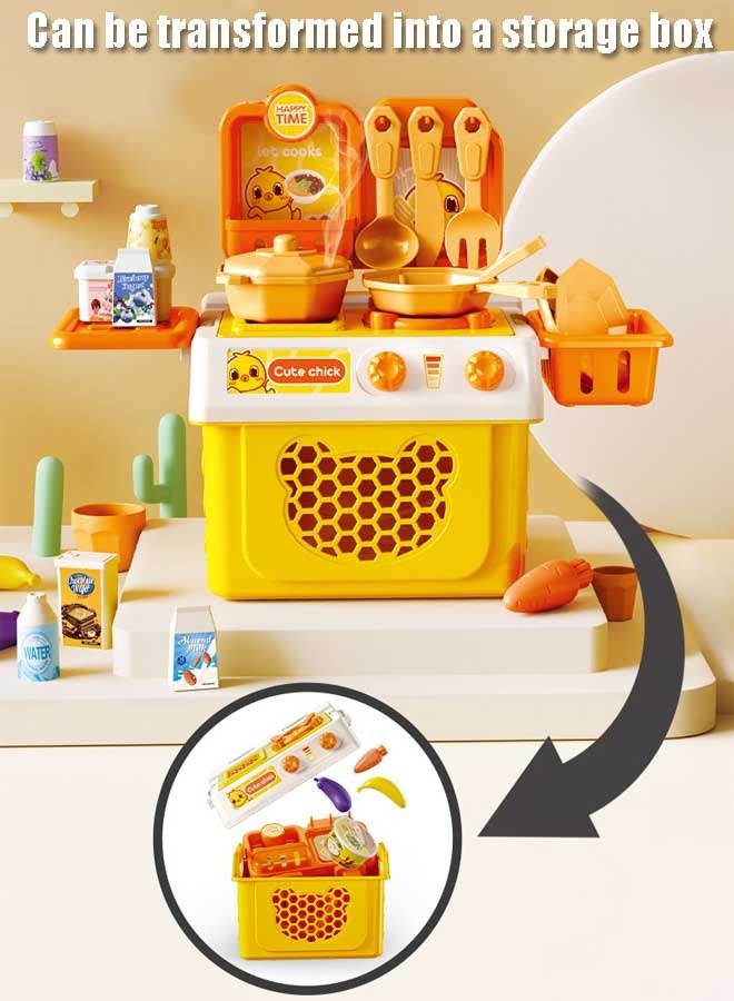 إيزي سو مجموعة ألعاب مطبخ تظاهري مكونة من 32 قطعة مع ملحقات، مجموعة مطبخ صغيرة للأطفال، مجموعة ألعاب قابلة للتخزين، ألعاب مطبخ تظاهرية سهلة الحمل، أفضل هدية للأطفال البنات والأولاد من سن 1 إلى 3 سنوات - Image 2
