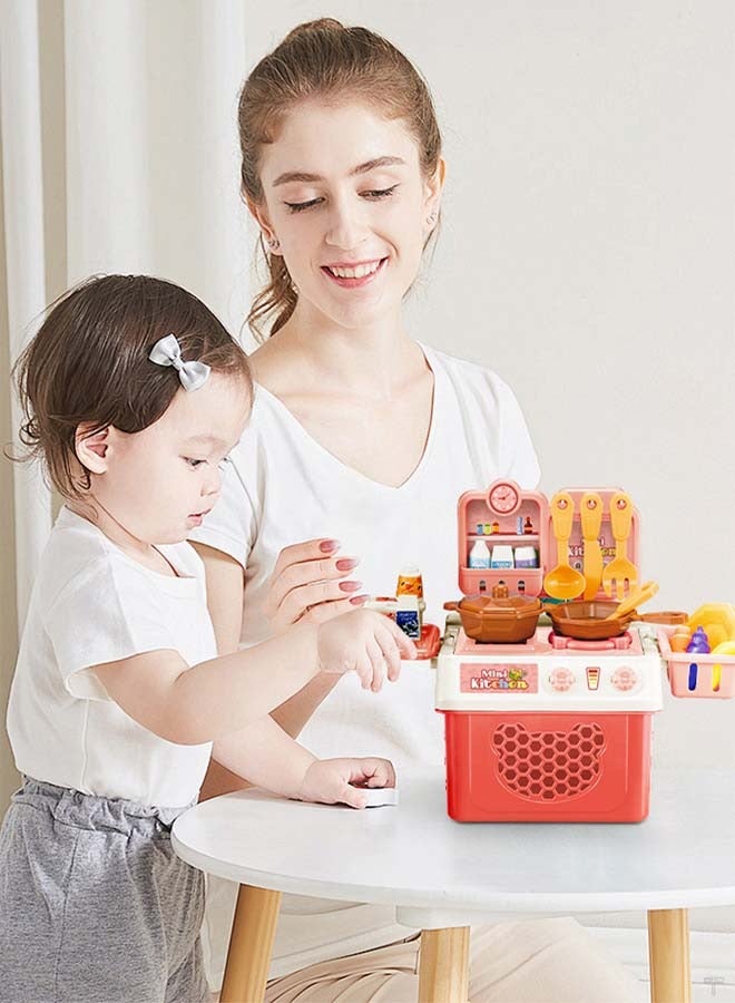 إيزي سو مجموعة ألعاب مطبخ تظاهري مكونة من 32 قطعة مع ملحقات، مجموعة مطبخ صغيرة للأطفال، مجموعة ألعاب قابلة للتخزين، ألعاب مطبخ تظاهرية سهلة الحمل، أفضل هدية للأطفال البنات والأولاد من سن 1 إلى 3 سنوات - Image 5