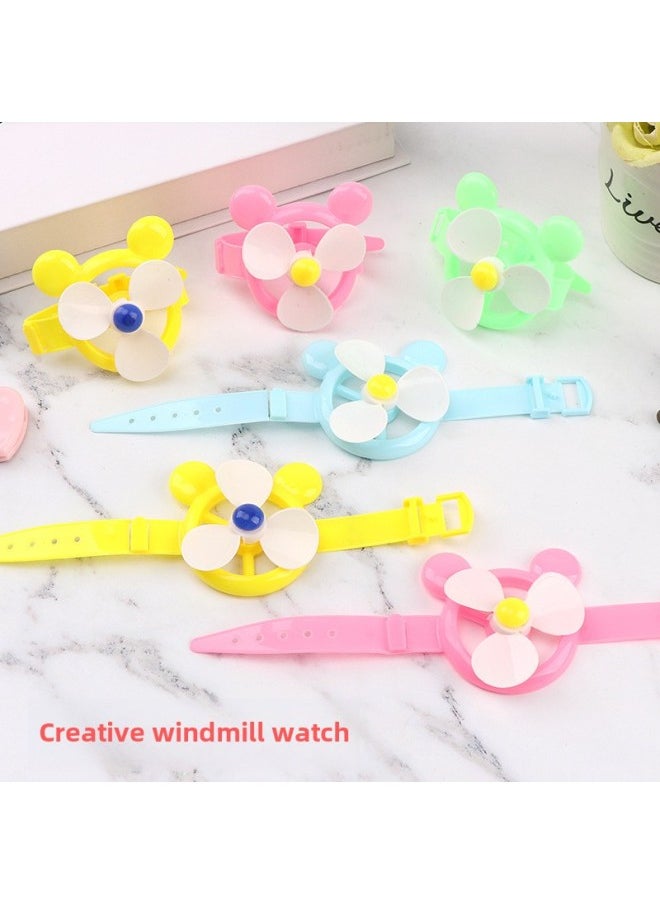 GELESE - Children's Creative Watch Windmill Wrist Band Kindergarten Toys Giveaway Students Small Gifts School Toys Batch-Color:Multicolor-Specifications:18.5*5.5cm - Image 1