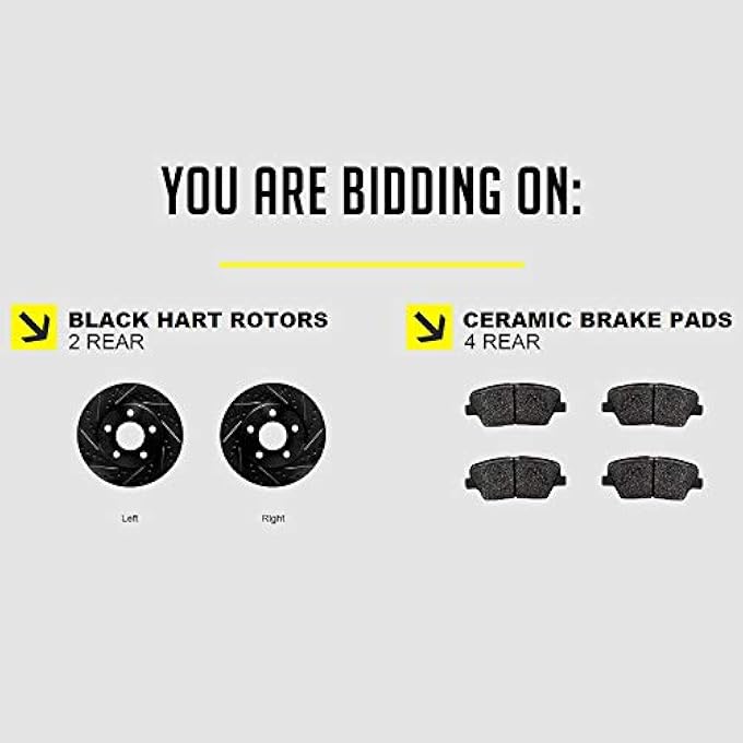 rayihni Hart Brakes Rear Brake Rotors Black Drilled Slotted Ceramic Brake Pads Compatible For 19972015 Acura CSX ILX Honda Civic Prelude - Image 3