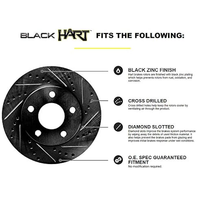 rayihni Hart Brakes Rear Brake Rotors Black Drilled Slotted Ceramic Brake Pads Compatible For 19972015 Acura CSX ILX Honda Civic Prelude - Image 4