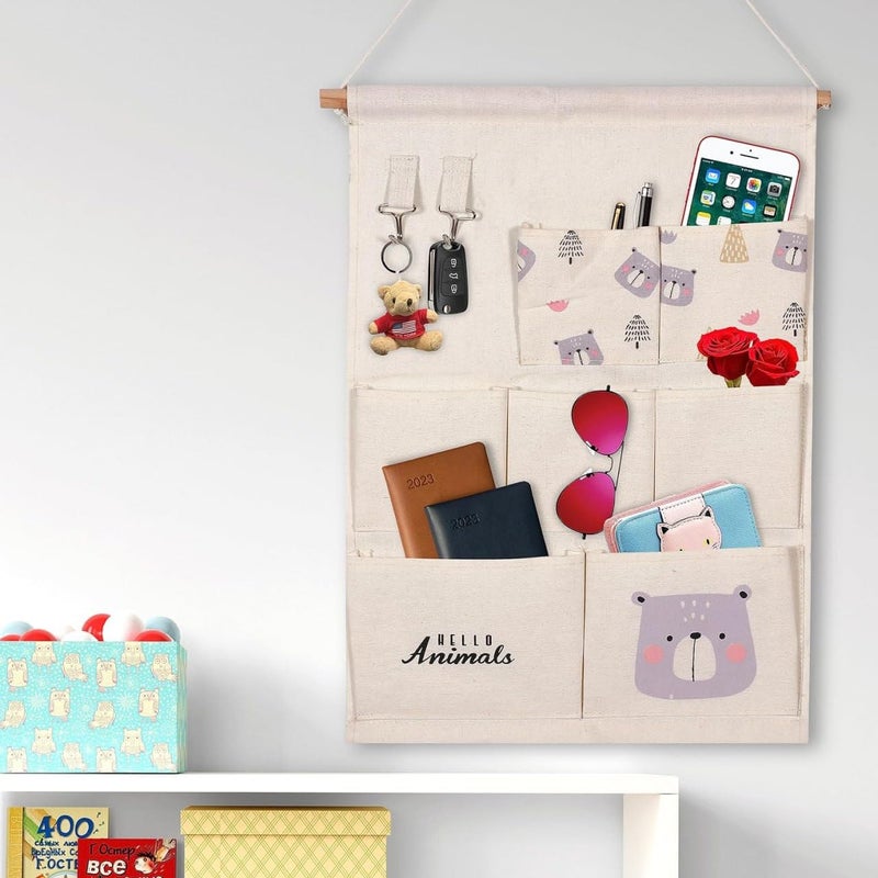 Zerolex Hanging Storage Bags Door Wall Mounted Sundries Clothing Jewelry Closet Organizer Bags Linen 7 Pockets Hanging Bags - Image 4
