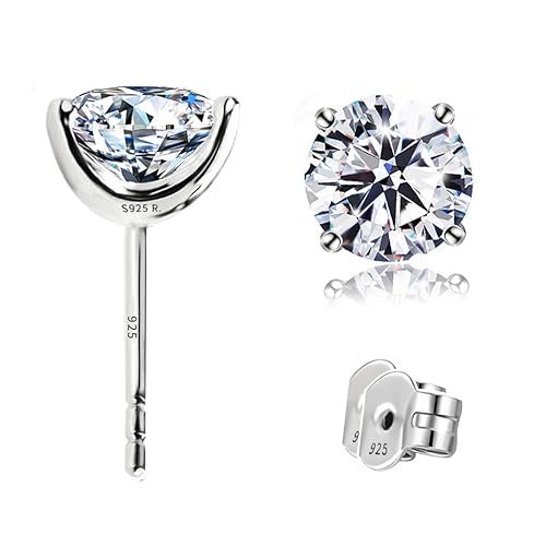 Raneecoco "STUNNING FLAME" 18K White Gold Plated Sterling Silver Cubic-Zirconia Stud CZ Earrings | 4ct - Image 1